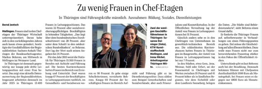 Zu wenig Frauen in Chefetagen (TA Artikel von 02/2026)